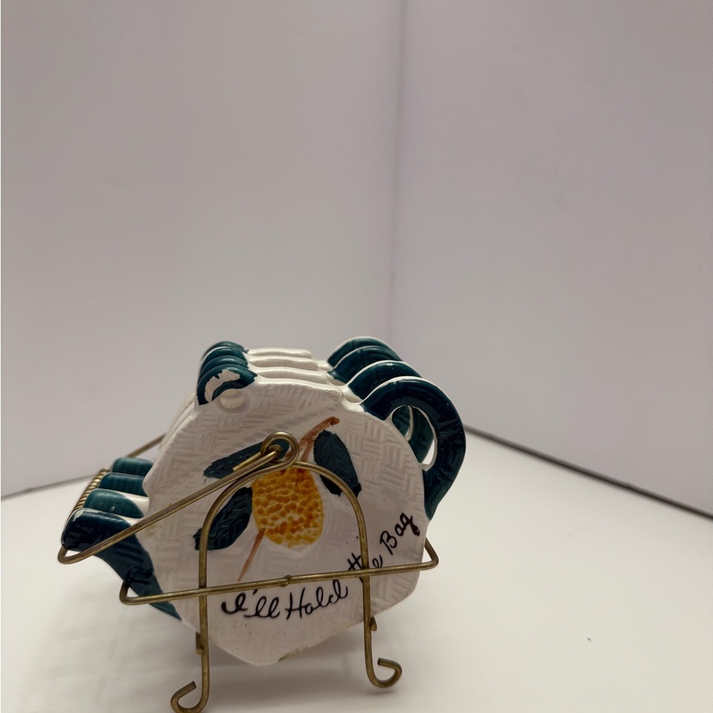 Source Unknown White and Green Lemon Coasters with Holder